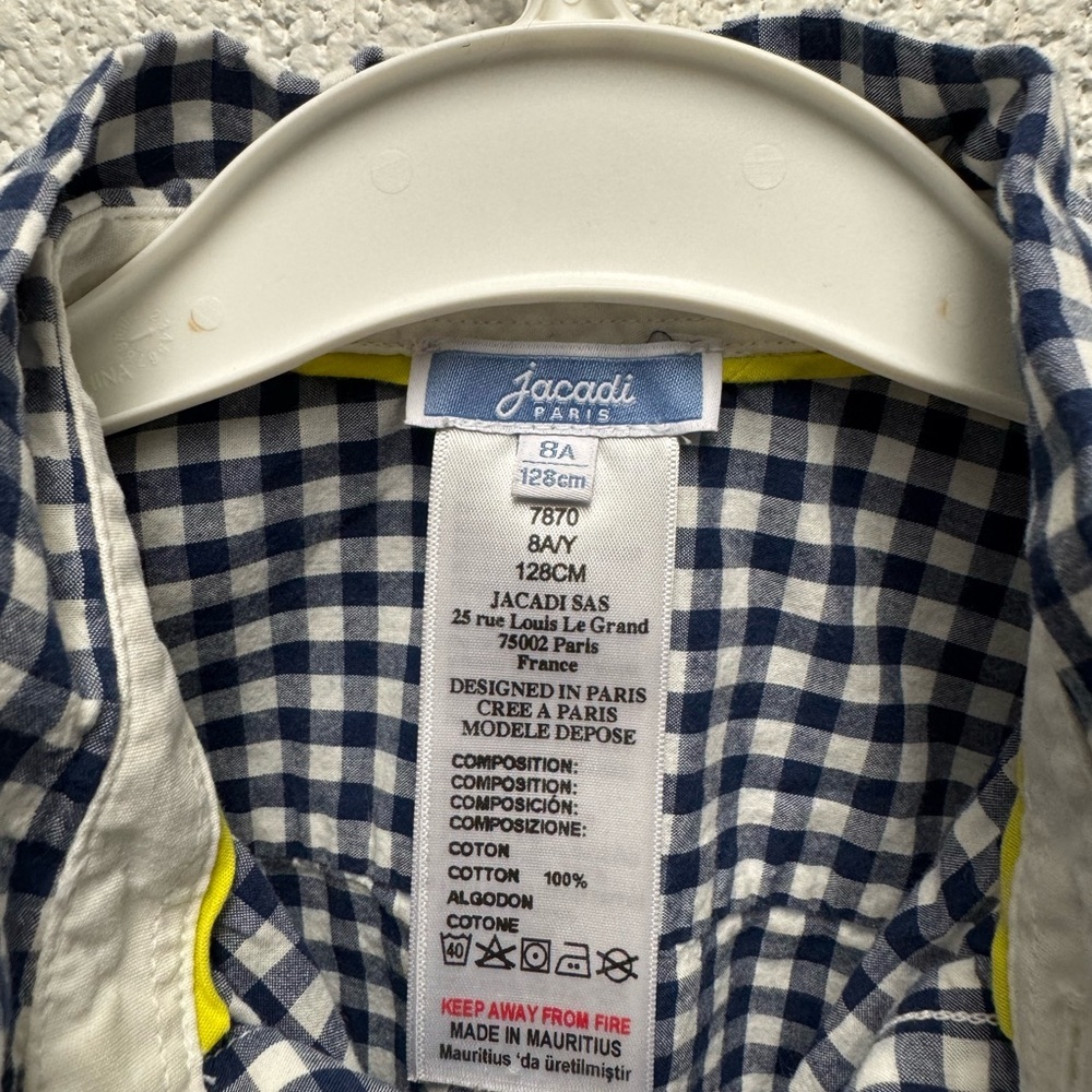 Jacadi Paris 8A 128cm Blue and White Checkered Shirt - Picture 2 of 9